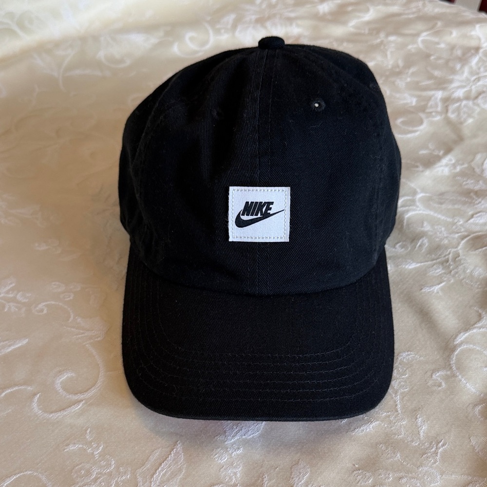 Nike Black Strapback Cap with White Logo Patch